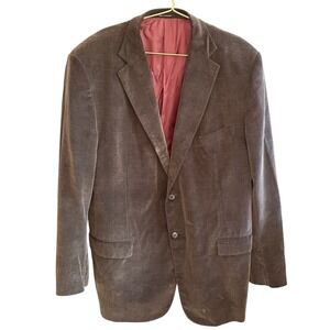 Ermenegildo Zegna Cashci Brown‎ Plaid Corduroy Cotton Cashmere Mens Size 58R